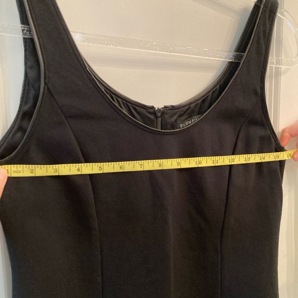 Eileen Fisher black ponte leather trim dress XS - Picture 6 of 9